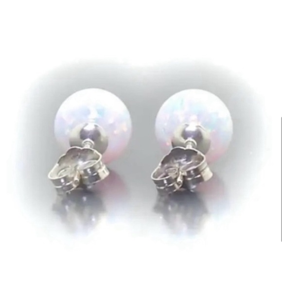White Fire Opal Earrings - Picture 4 of 7